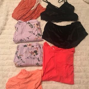 Lot of seven pajama pieces